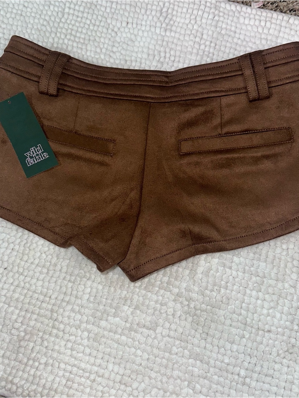 wild fable Chocolate Brown Hip-Waist Suede-Effect Shorts. Booty shorts.